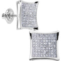 Solid 14k White Gold .33 Carat Micro Pav+ﾬ Genuine Diamond Earrings