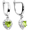 925 Silver CZ Heart August Birthstone Leverback Youth Earrings