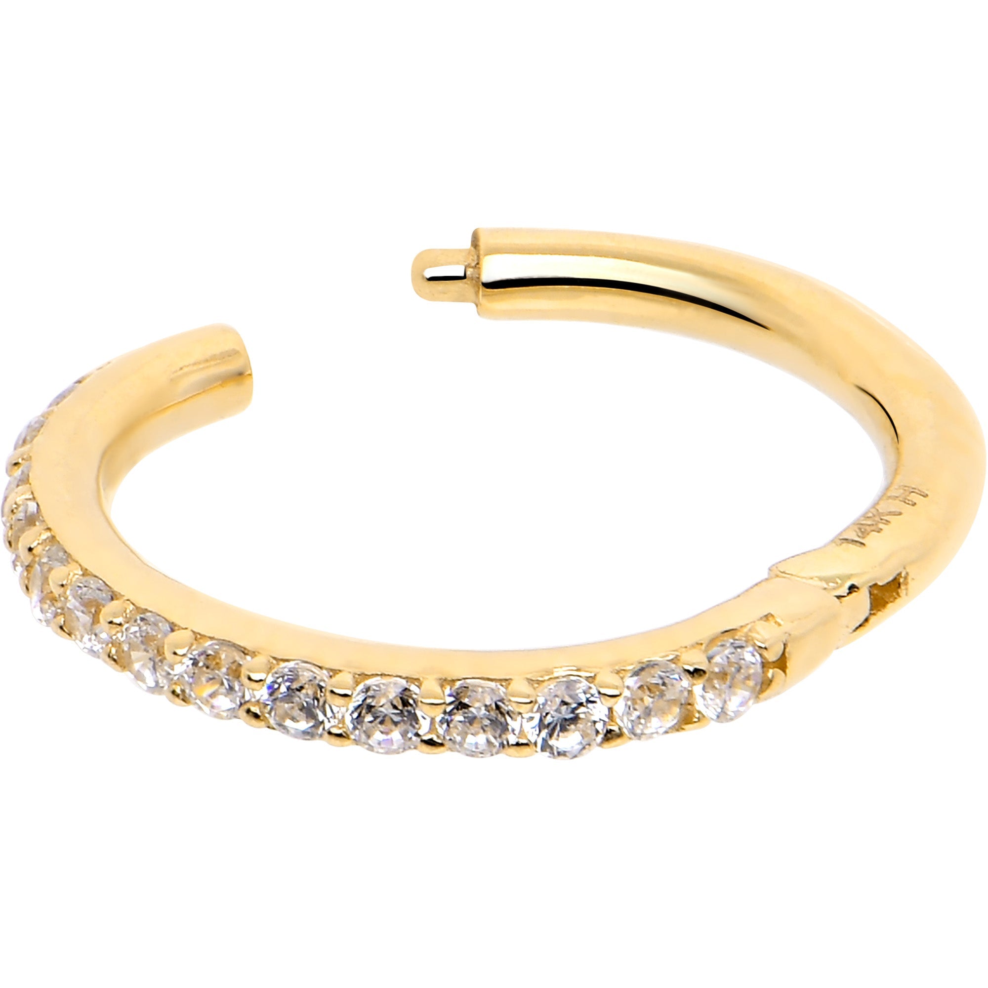 14k Solid Yellow Gold Hinged Segment Ring Forward Facing CZ 18G 5/16