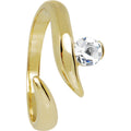 Solid 14k Yellow Gold Solitaire Cubic Zirconia Toe Ring