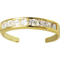 Solid 14k Yellow Gold Square Cubic Zirconia Toe Ring