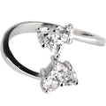 Solid 14k White Gold Cubic Zirconia Solitaire Heart Toe Ring