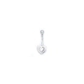 16G Solid 14k White Gold Zirconia Hollow Heart Belly Ring
