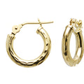 Solid 14K Yellow Gold 1/2 Inch Twist Pattern Hoop Earrings