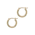 Solid 14K Yellow Gold 9/16 Inch Twist Pattern Hoop Earrings