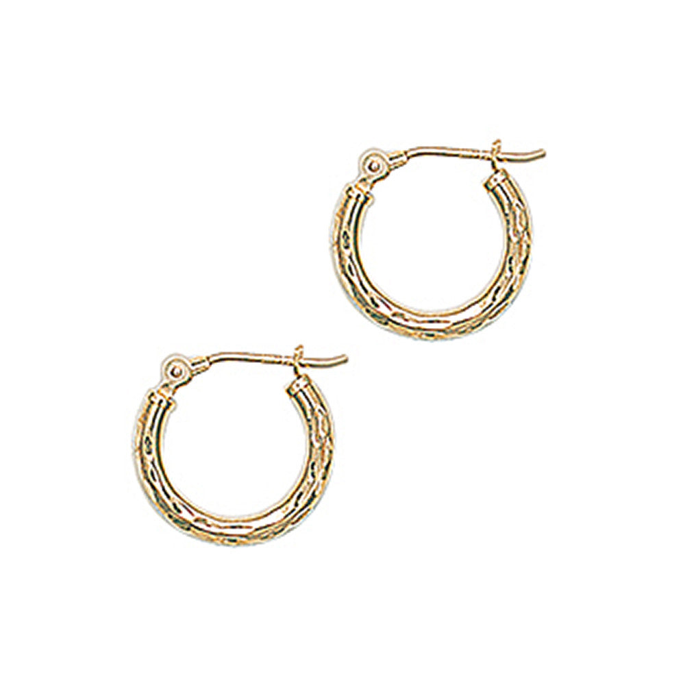 Solid 14K Yellow Gold 9/16 Inch Twist Pattern Hoop Earrings
