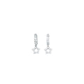 14k White Gold CZ Hollow Star Huggy Earrings