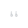 14k White Gold Cubic Zirconia Dangle Huggy Earrings