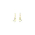 14k Yellow Gold CZ Dual Heart Huggy Earrings