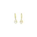 14k Yellow Gold CZ Heart Duet Huggy Earrings