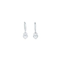 14k White Gold CZ  Heart Duet Huggy Earrings