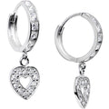 14k White Gold CZ Sweetheart Huggy Earrings