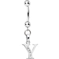 16G Solid 14k White Gold CZ Initial Y Belly Ring