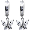 Sterling Silver CZ Butterfly Huggy Earrings
