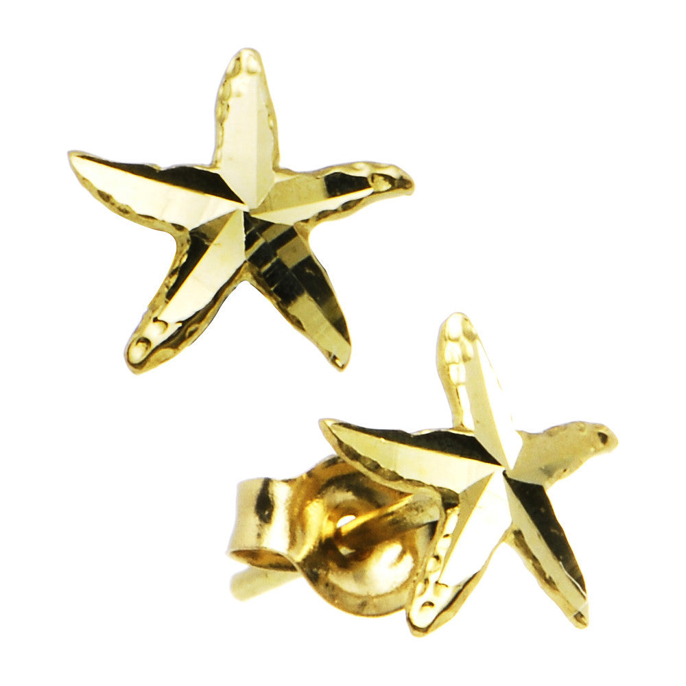 14k Yellow Gold Starfish Stud Earrings