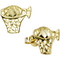 14k Yellow Gold Hoop Basketball Stud Earrings