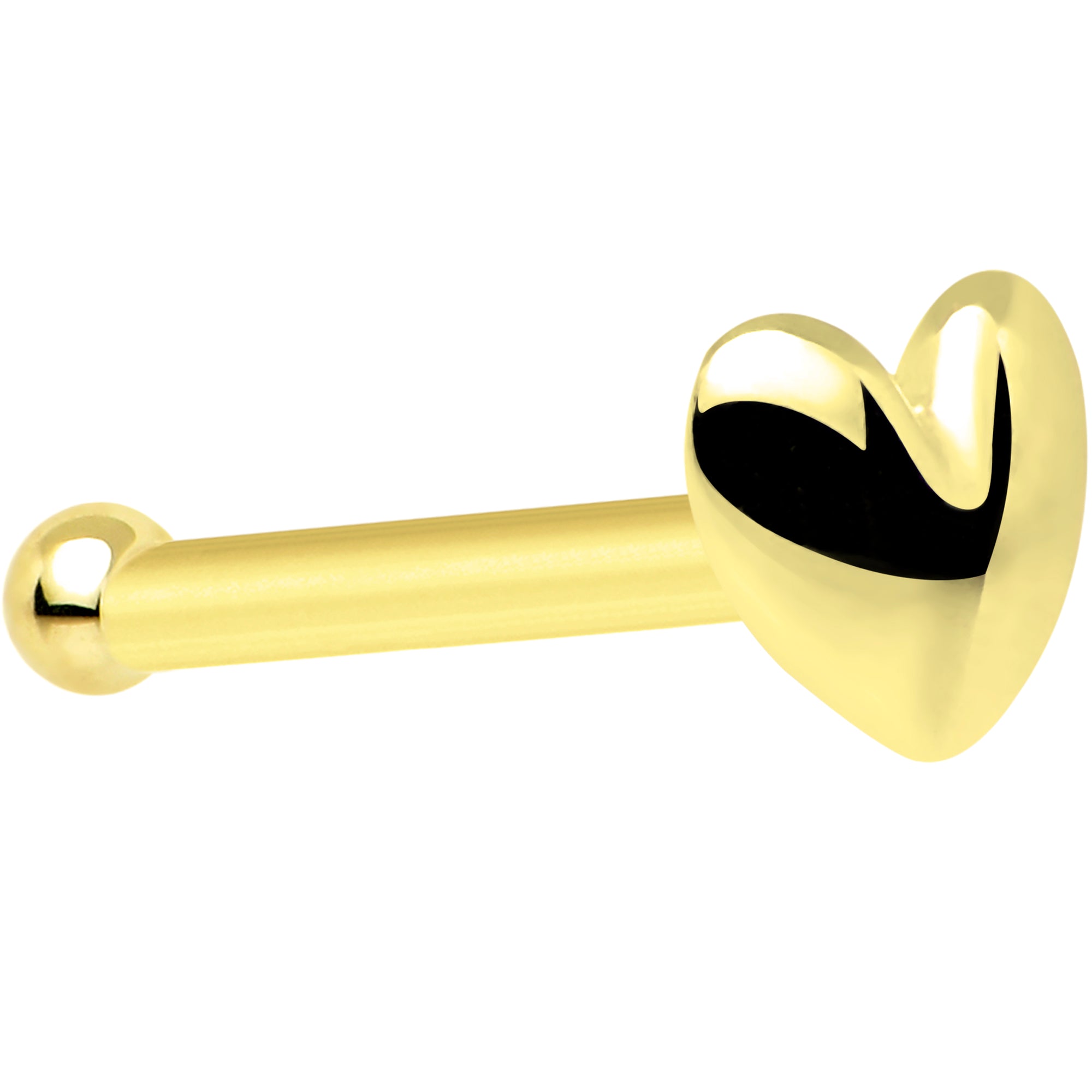 20G Solid 14K Yellow Gold Heart Nose Bone