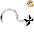 Solid 14K White Gold Raised Star Nose Screw Ring