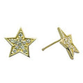 14k Yellow Gold 12mm CZ Paved Star Stud Earrings