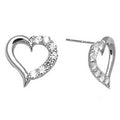 14k White Gold CZ Hollow Heart Stud Earrings 12mm