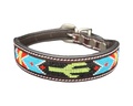 Epic Padded Leather Dog Collar with Cactus Beaded Design B