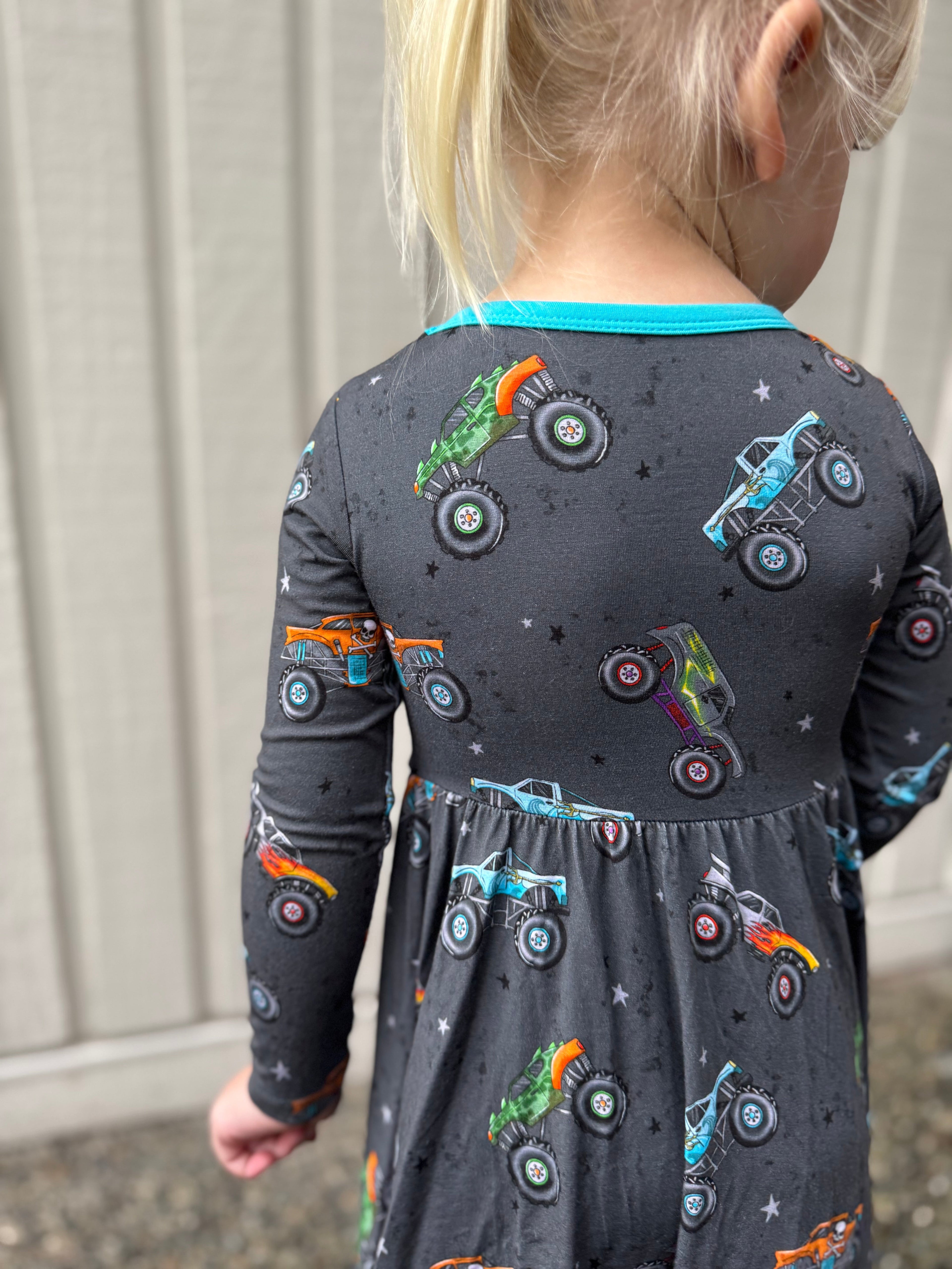 Big Wheelin: Long Sleeve Skater Dress