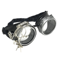 Handmade Steampunk Silver Goggles with Loupes - blue, red, green, clear, purple, black lenses