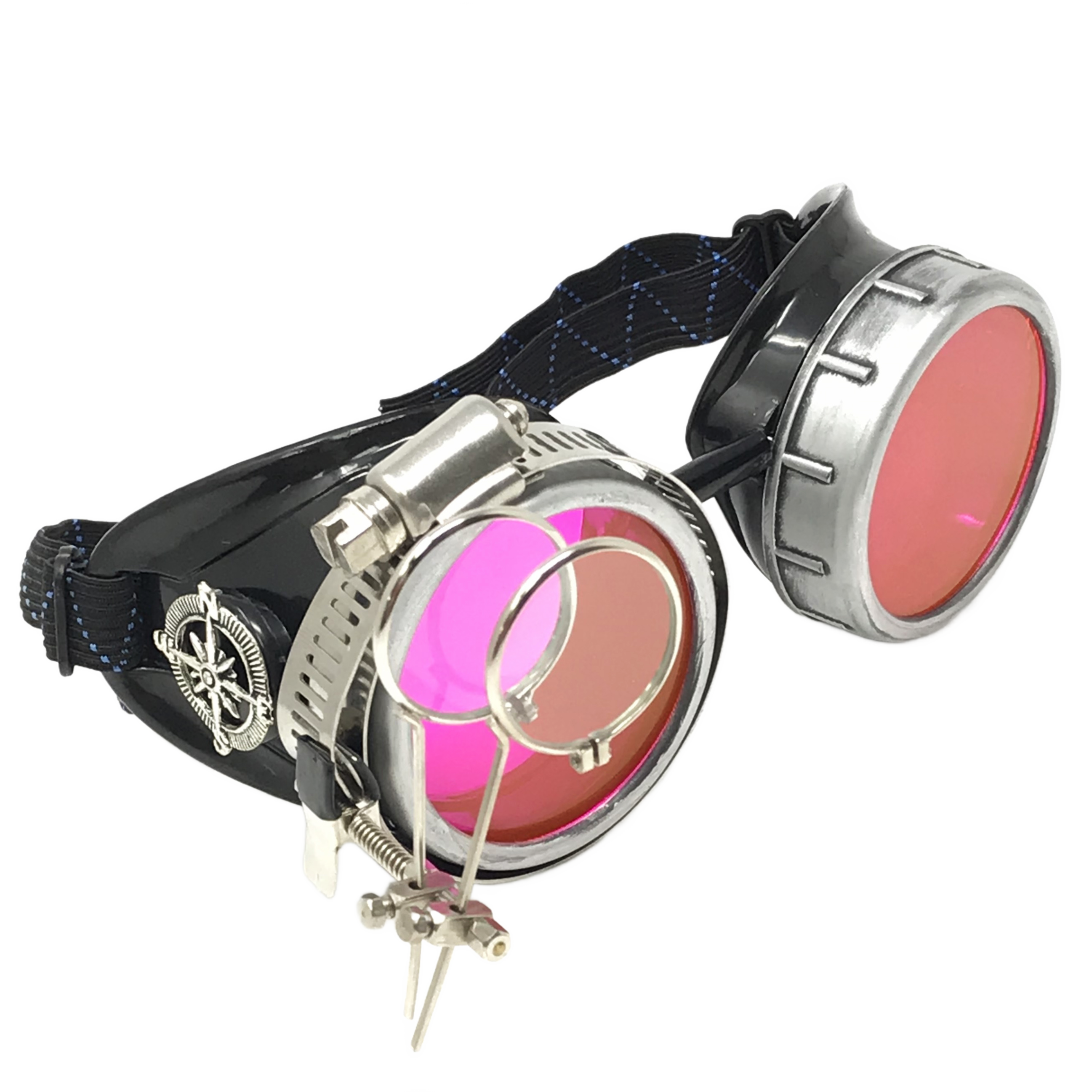Mad Scientist - Steampunk Goggles Gold with loupes - pink, lime green, light blue, orange