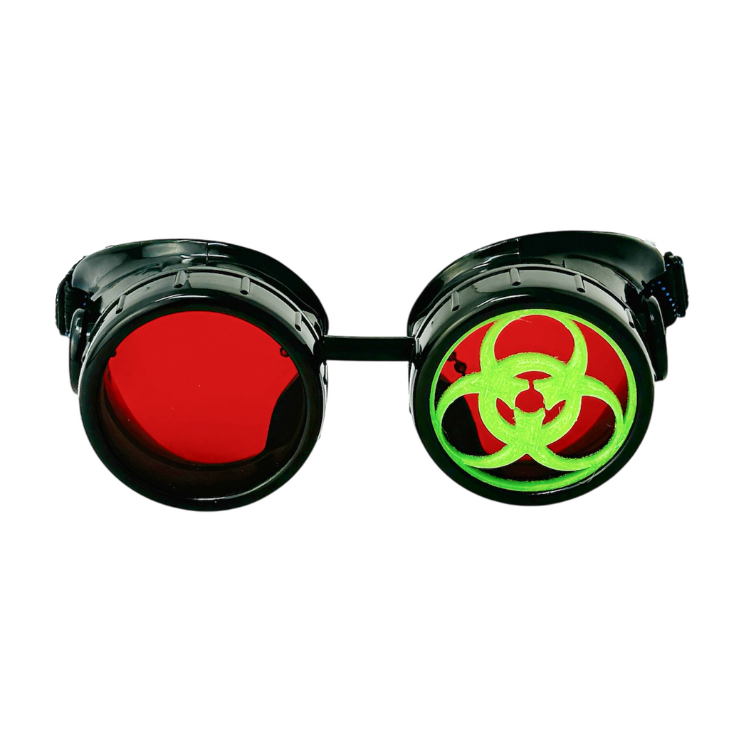 Mad Scientist Goggles – Biohazard - Cosplay Eyewear -  blue, purple, red, green lenses