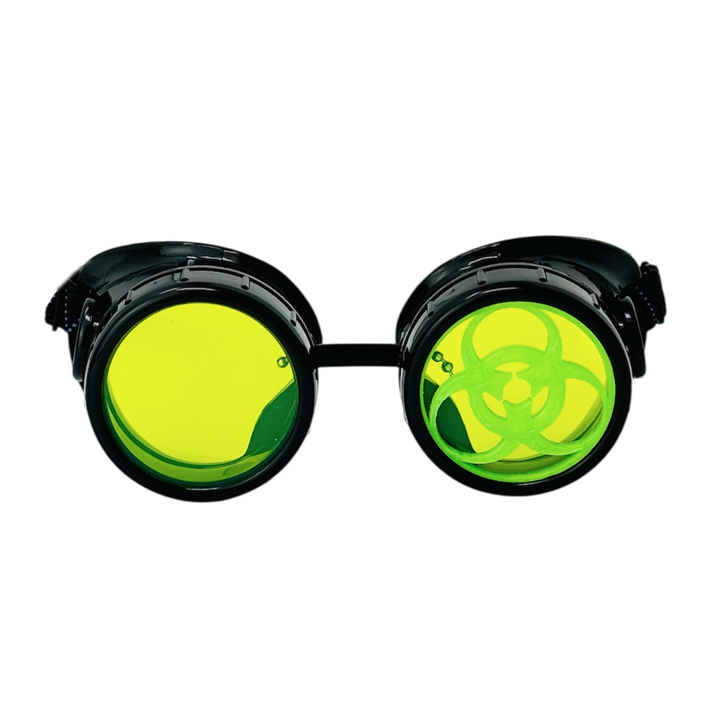 Mad Scientist Biohazard Goggles – cosplay Eyewear - neon pink, green, orange lenses