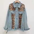 Wild Leopard Denim Jacket Top – Stylish Cowgirl Fashion with Leopard Print and Sequins