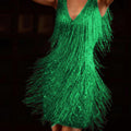 Emerald Frenzy Fringe Dress | Sexy Sleeveless V-Neck for St. Patrick’s Day