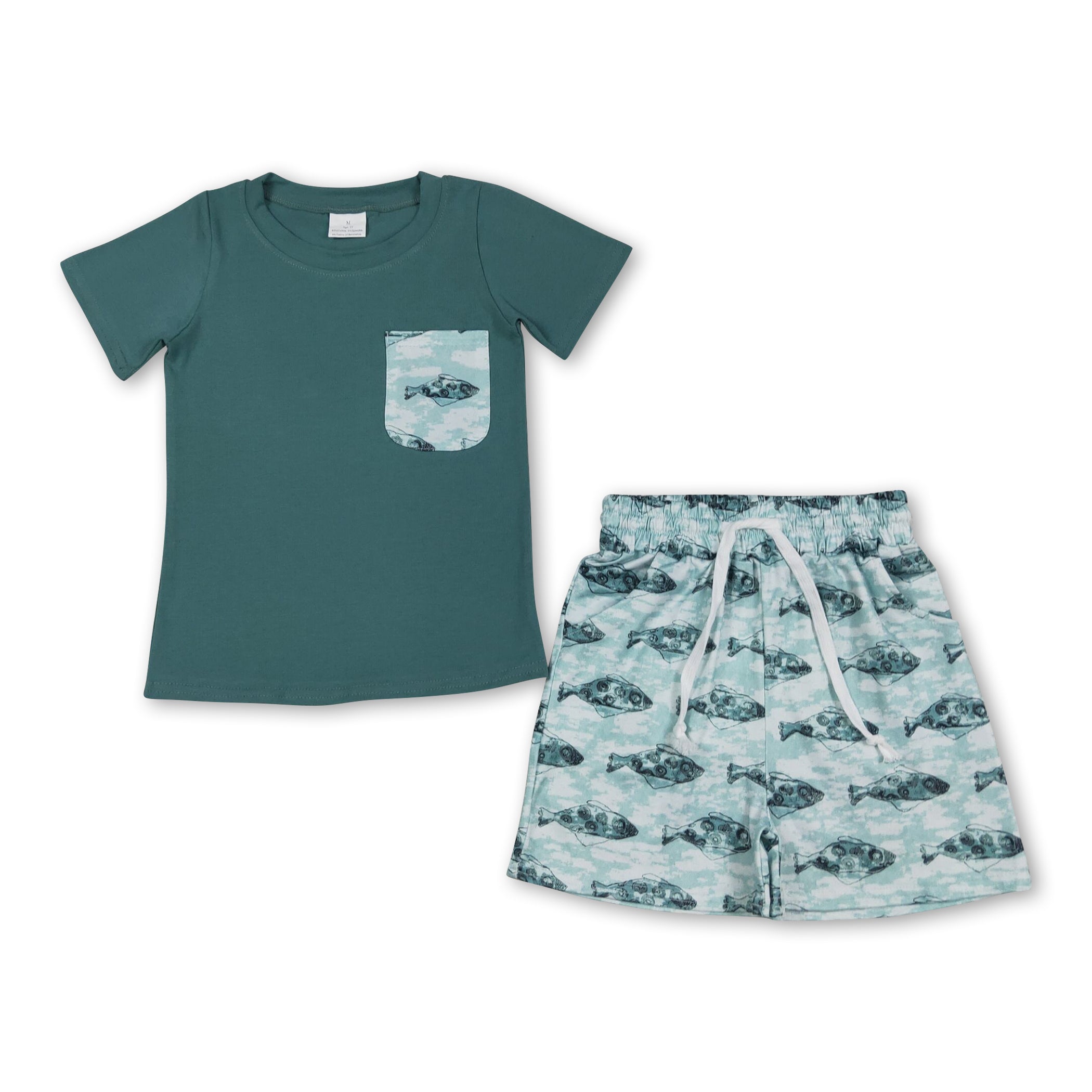 Short sleeves fish pocket shorts boys summer clothes