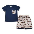 Short sleeves navy constructions top shorts boys clothes