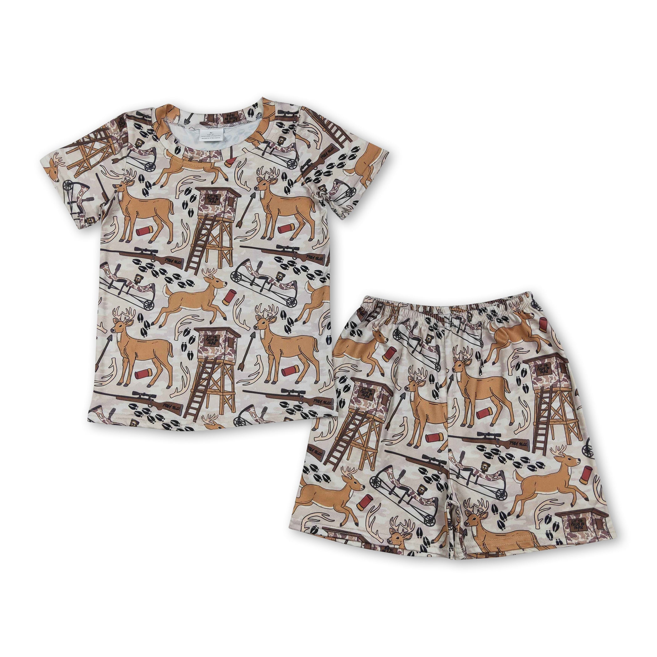 western deer print kids boys summer clothes