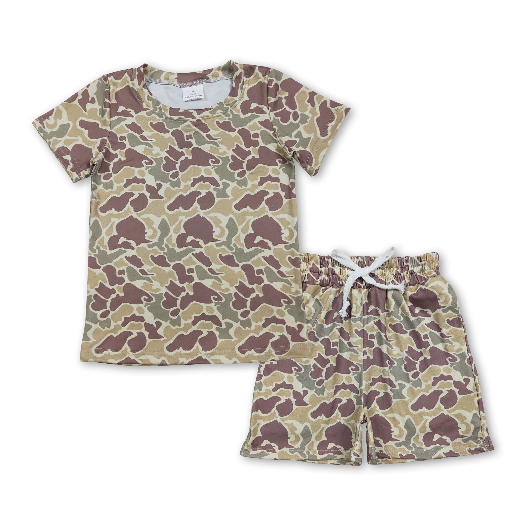 Camo short sleeves top shorts kids boys outfits