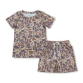 Khaki camo short sleeves top shorts kids boys outfits