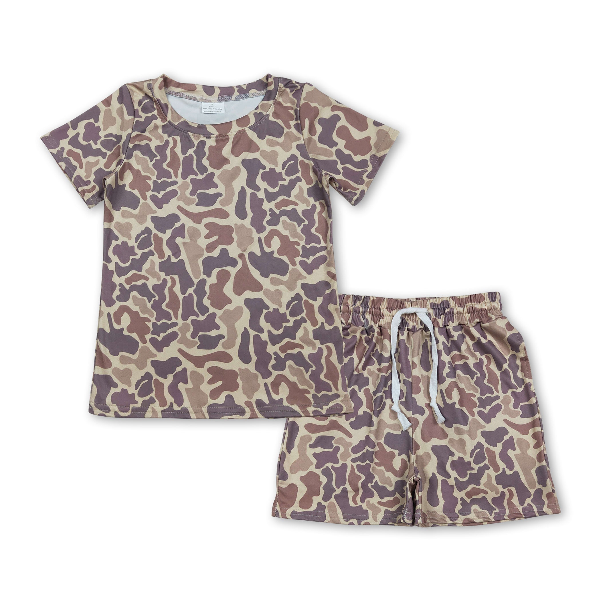 Khaki camo short sleeves top shorts kids boys outfits