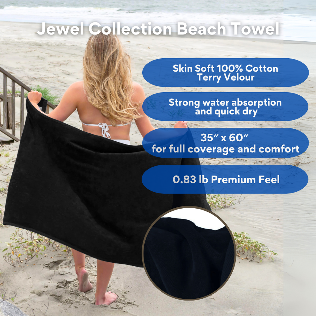 Jewel Collection Beach Towel: 100% Cotton Velour (0.83lb)
