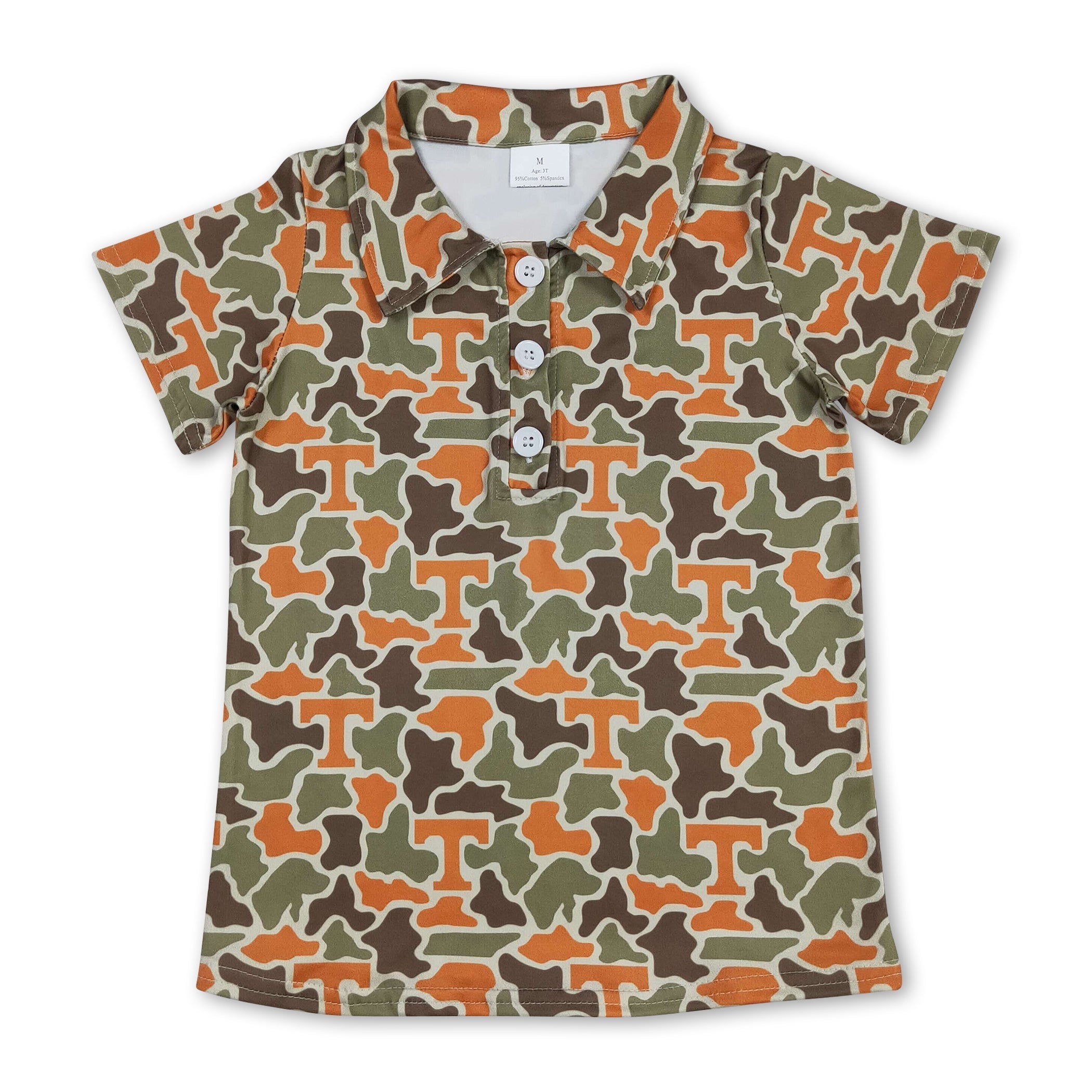 Short sleeves camo T kids boys team polo shirt