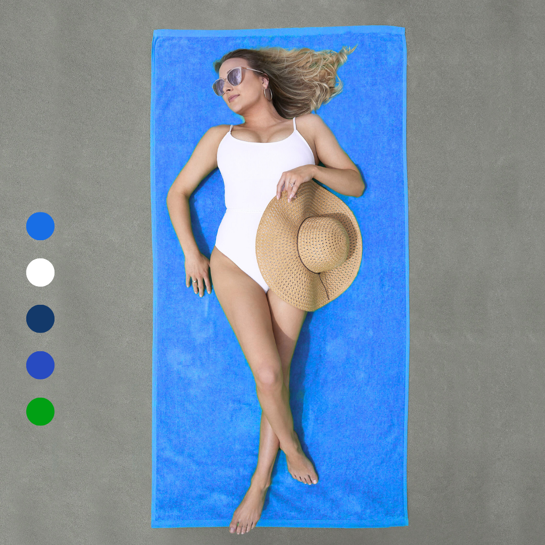 Platinum Collection Beach Towel: 100% Cotton Terry Velour