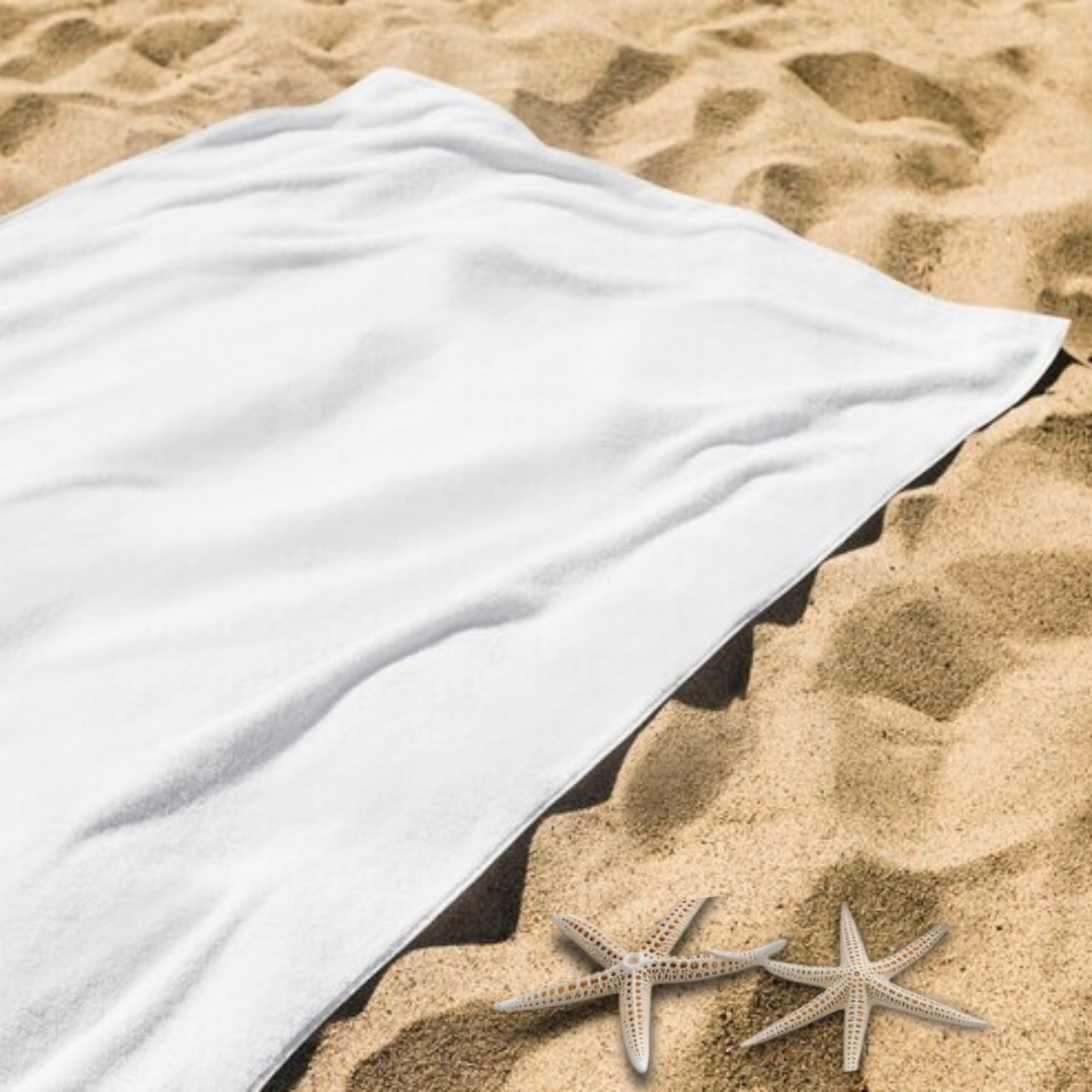 Jewel Collection Beach Towel: 100% Cotton, White (0.67 lb)