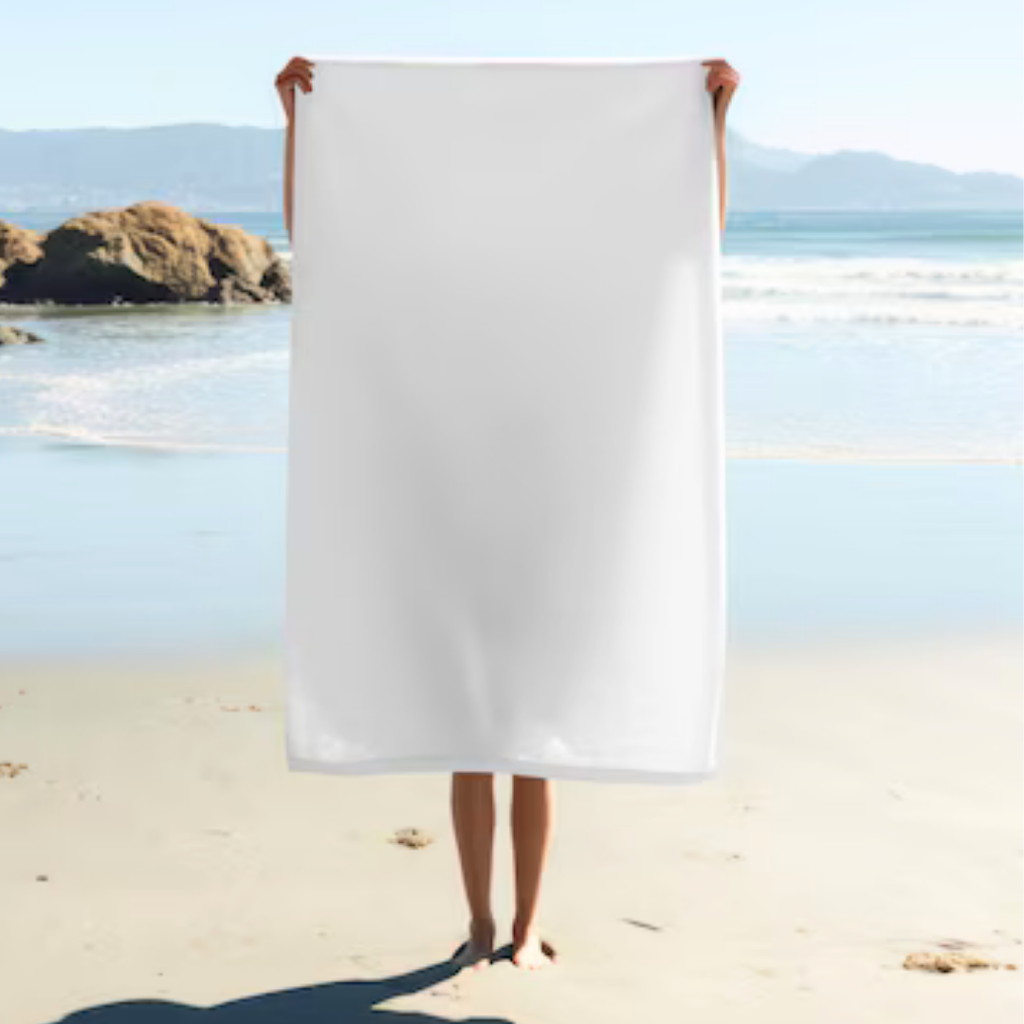 Jewel Collection Beach Towel: 100% Cotton, White (0.67 lb)