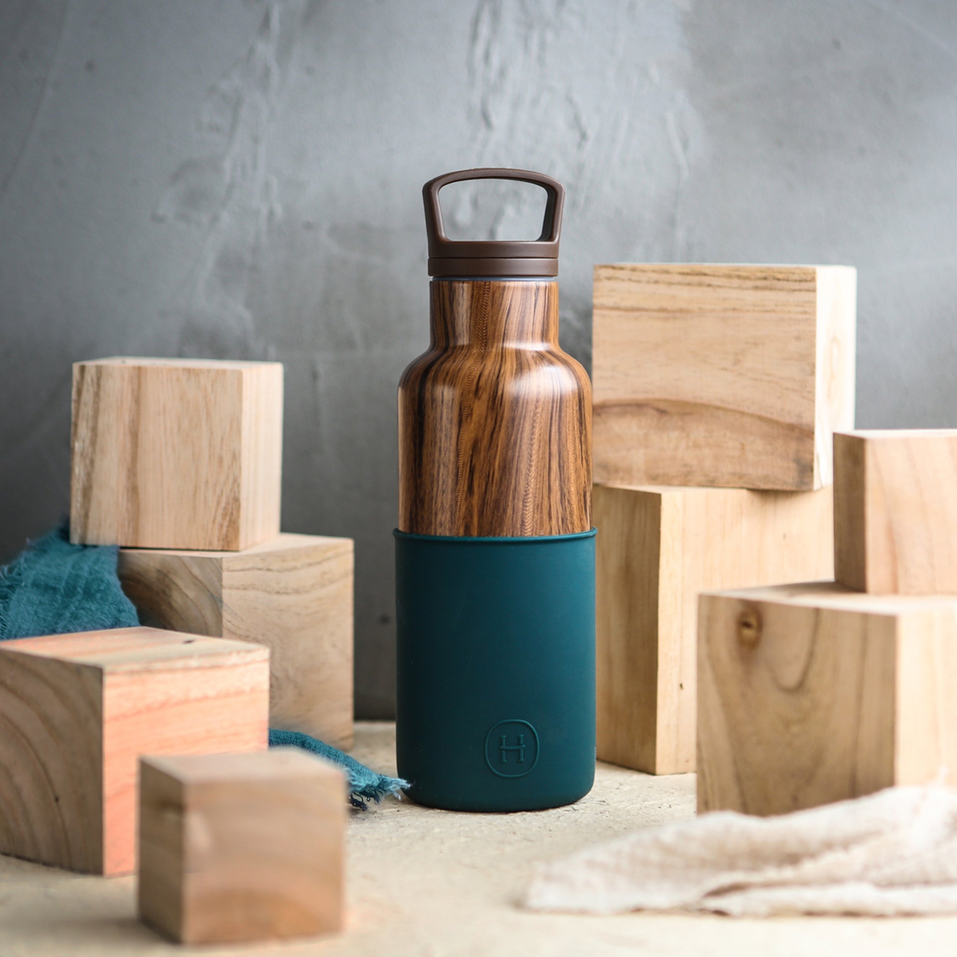 Wood Grain-Peacock Green 16 Oz