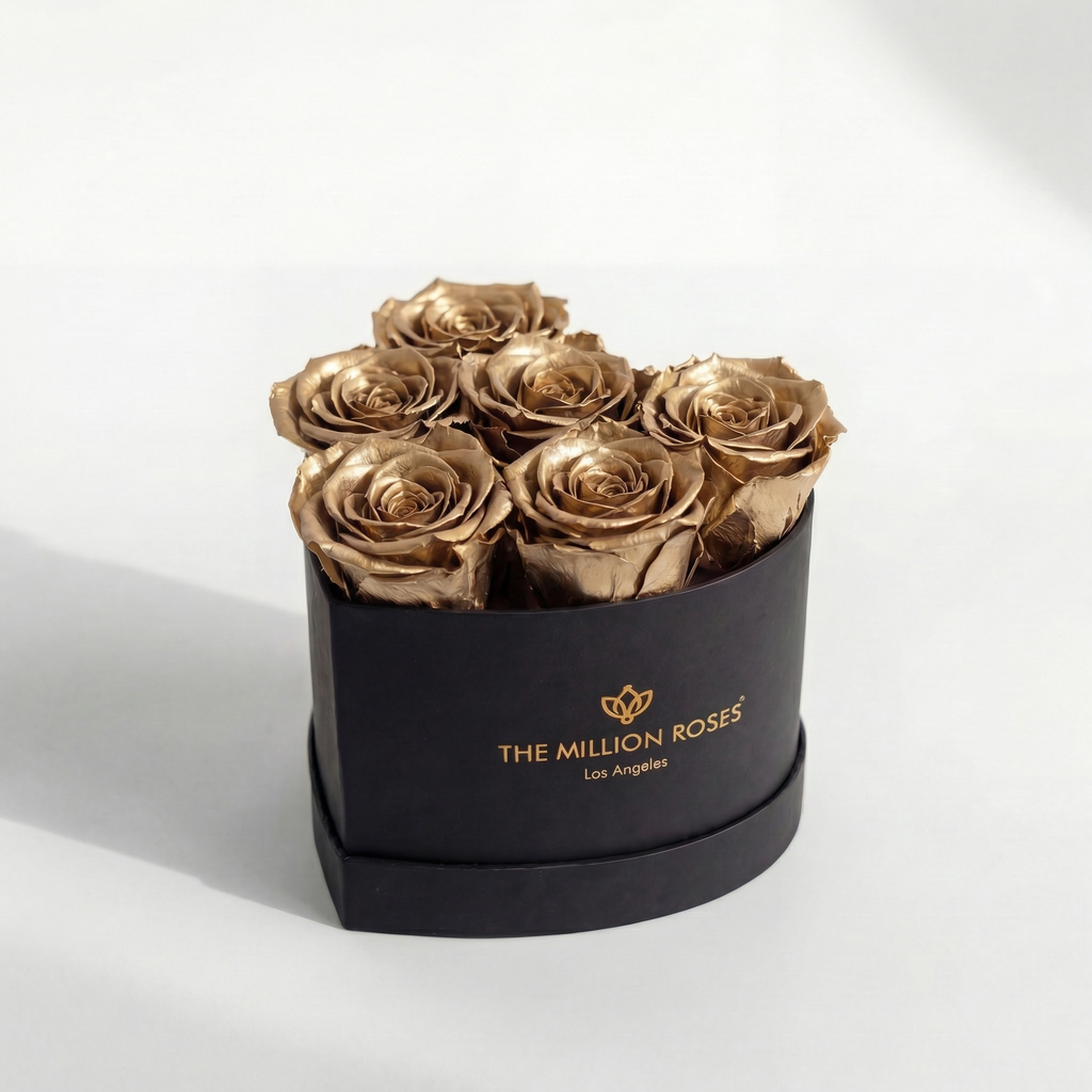 Baby Heart Black Box | Gold Roses
