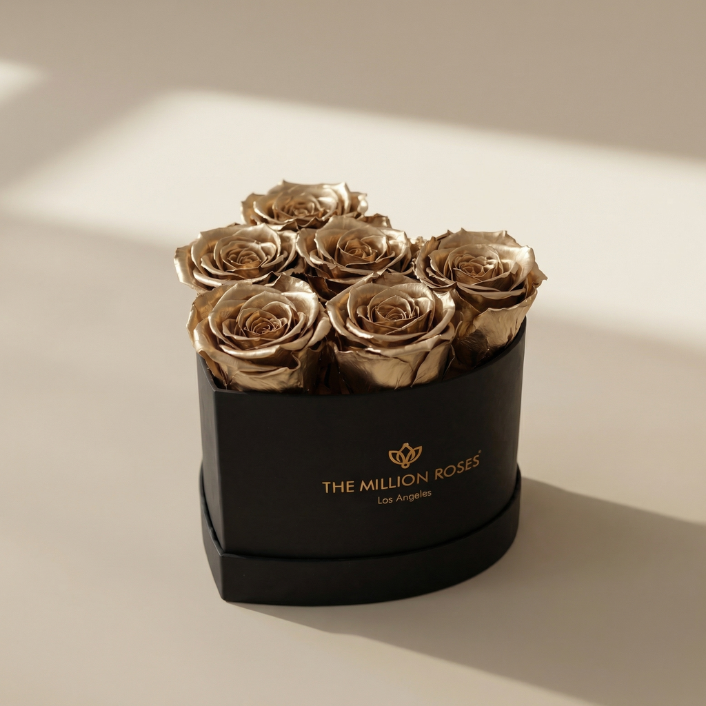 Baby Heart Black Box | Gold Roses