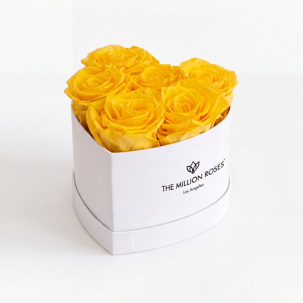 Baby Heart White Box | Yellow Roses