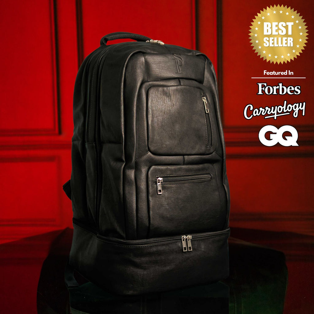 Black Leather XL Signature Bag Set (XL Signature Backpack and Duffle Bag)