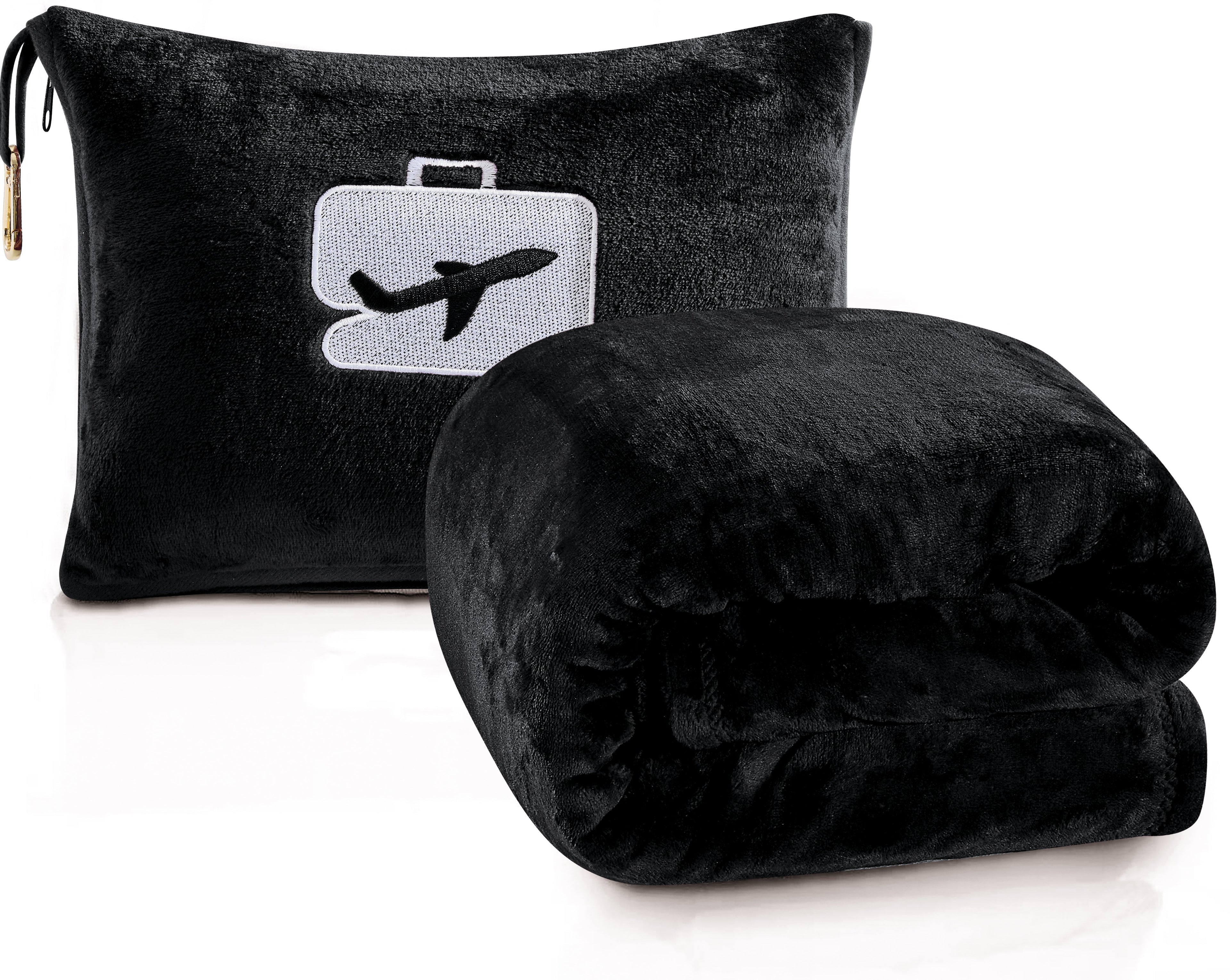 Comfort Fly Travel Blanket & Pillow – 2-in-1 Micro Plush Airplane Blanket with Carry Case (40" x 70")