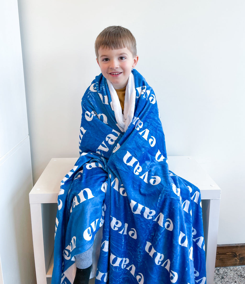 Blue Tones Personalized Minky Blanket